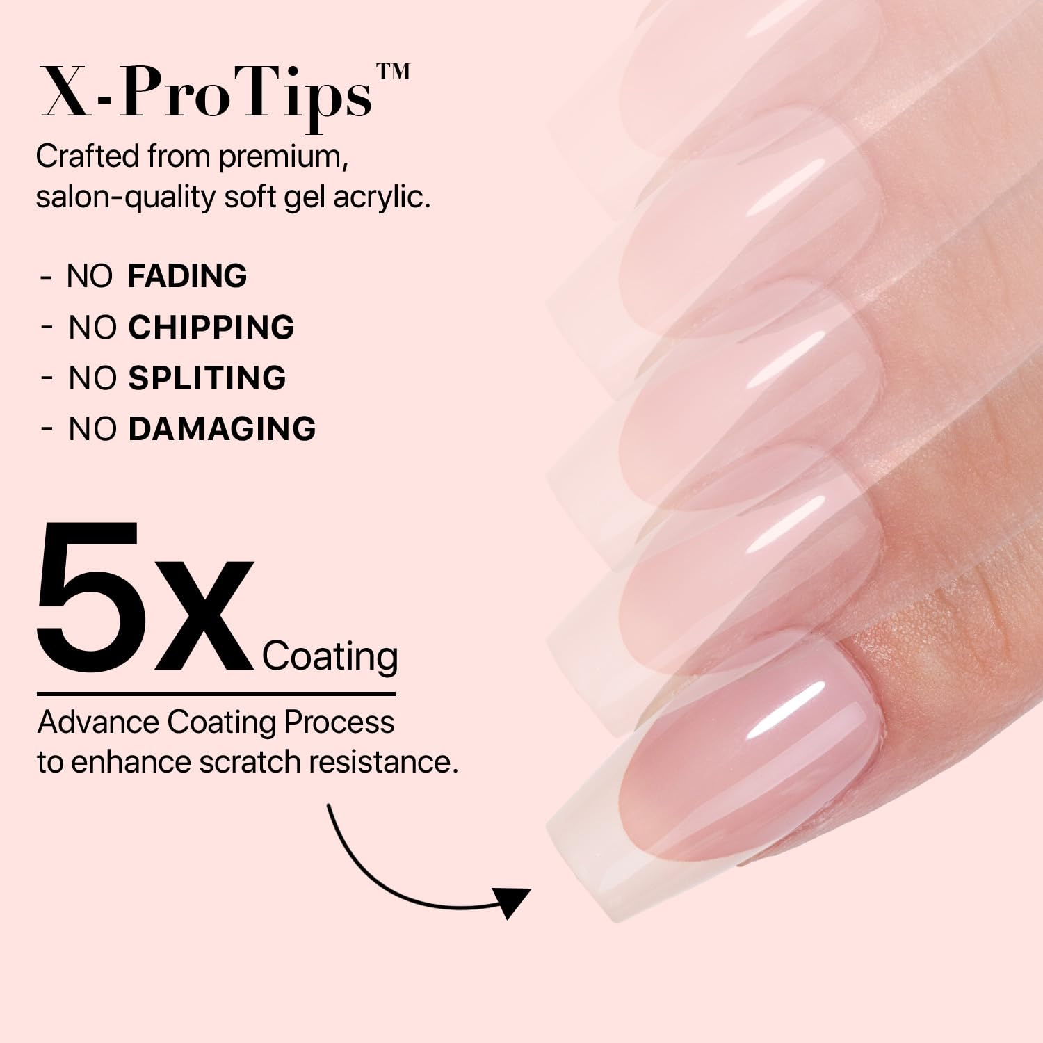 SXC Cosmetics French Tip Press On Nails - Skin Tone Nude and Color Series, Short Coffin X-Pro Tips Starter Kit ST119KIT
