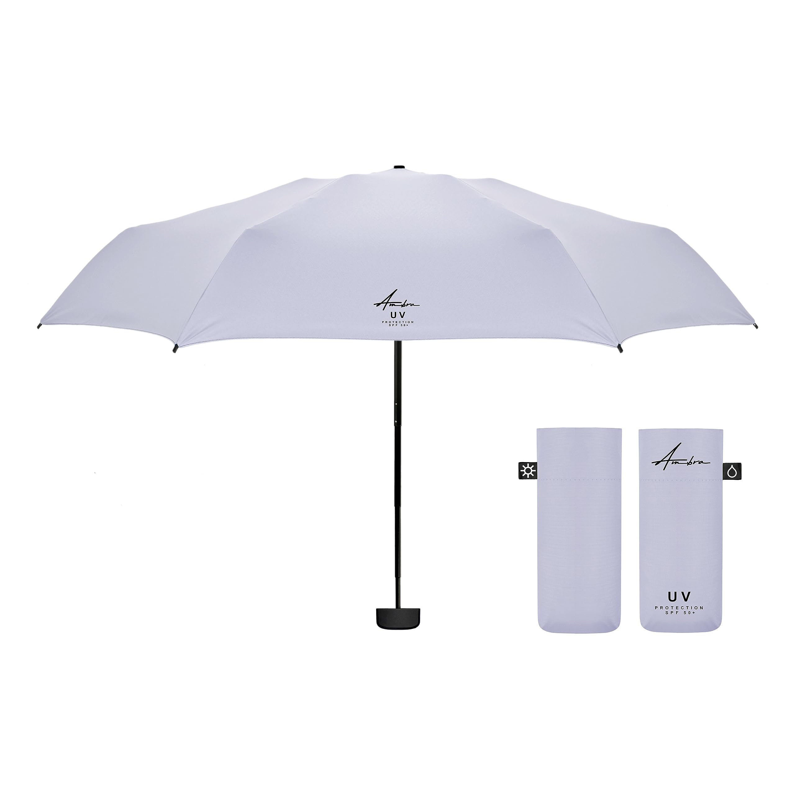 AMBRA Sturmfester Mini Reise-Regenschirm mit UV-Schutz Ergonomischer Griff Korrosionsgeschützt Windkanal-getestet