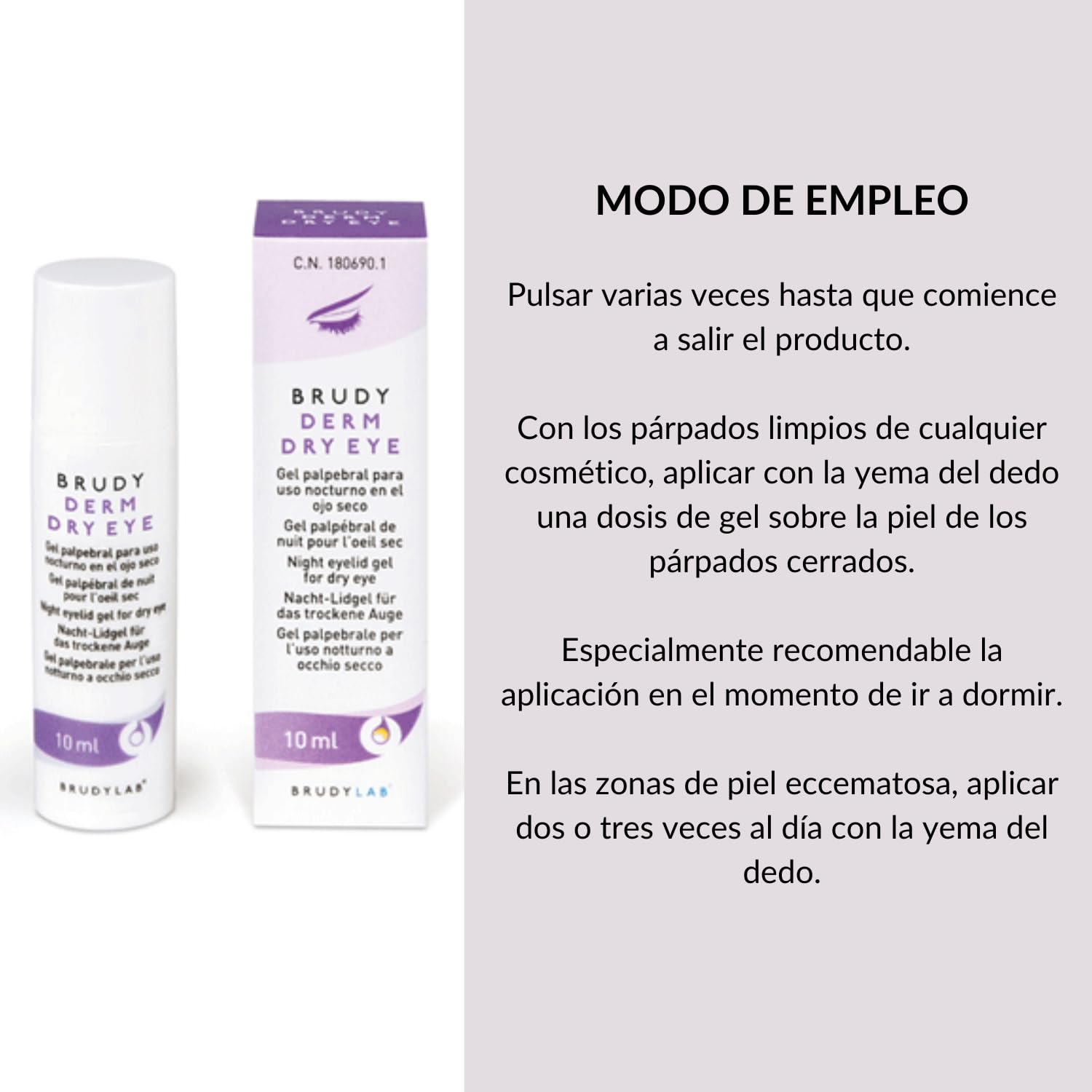 BRUDYLAB - Brudy Derm Dry Eye Gel 10 ml - Gel Idratante Notte per la Pelle delle Palpebre - Cura degli Occhi Secchi - Idrata e Decongestiona la Pelle delle Palpebre