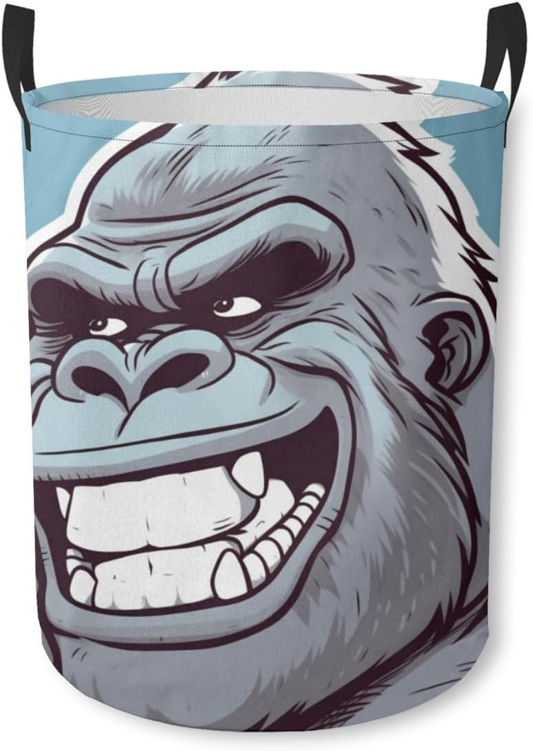 Funny Gorilla Giggle Waterproof Foldable Storage Bin, Dirty Clothes Laundry Basket, Canvas Organizer Basket for Laundry Hamper, Toy Bins, Gift Baskets, Bedroom, Clothes, Kids Hamper