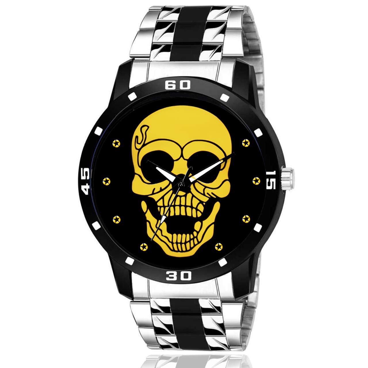 DANZEN Yellow Skull dial Watch for Boys Stainless Steel (B085HHFWNH) Amazon Price History, Amazon Price Tracker