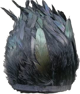 AWAYTR Rooster Hackle Feather Fringe Trim 5-7 Inches Width Sewing Crafts (2 Yards) - coolthings.us