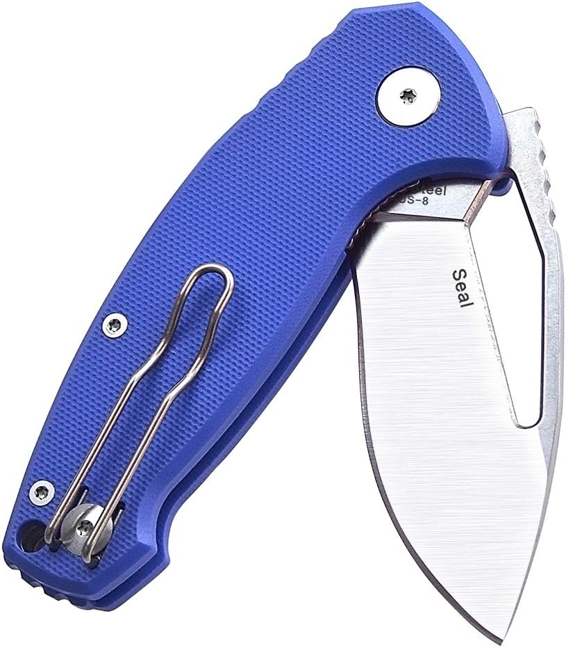 Harnds Seal CK6120 Folding Knife with Aus-8 Steel Blade Pocket Knife with G10 Handle Pocketclip (blue)
