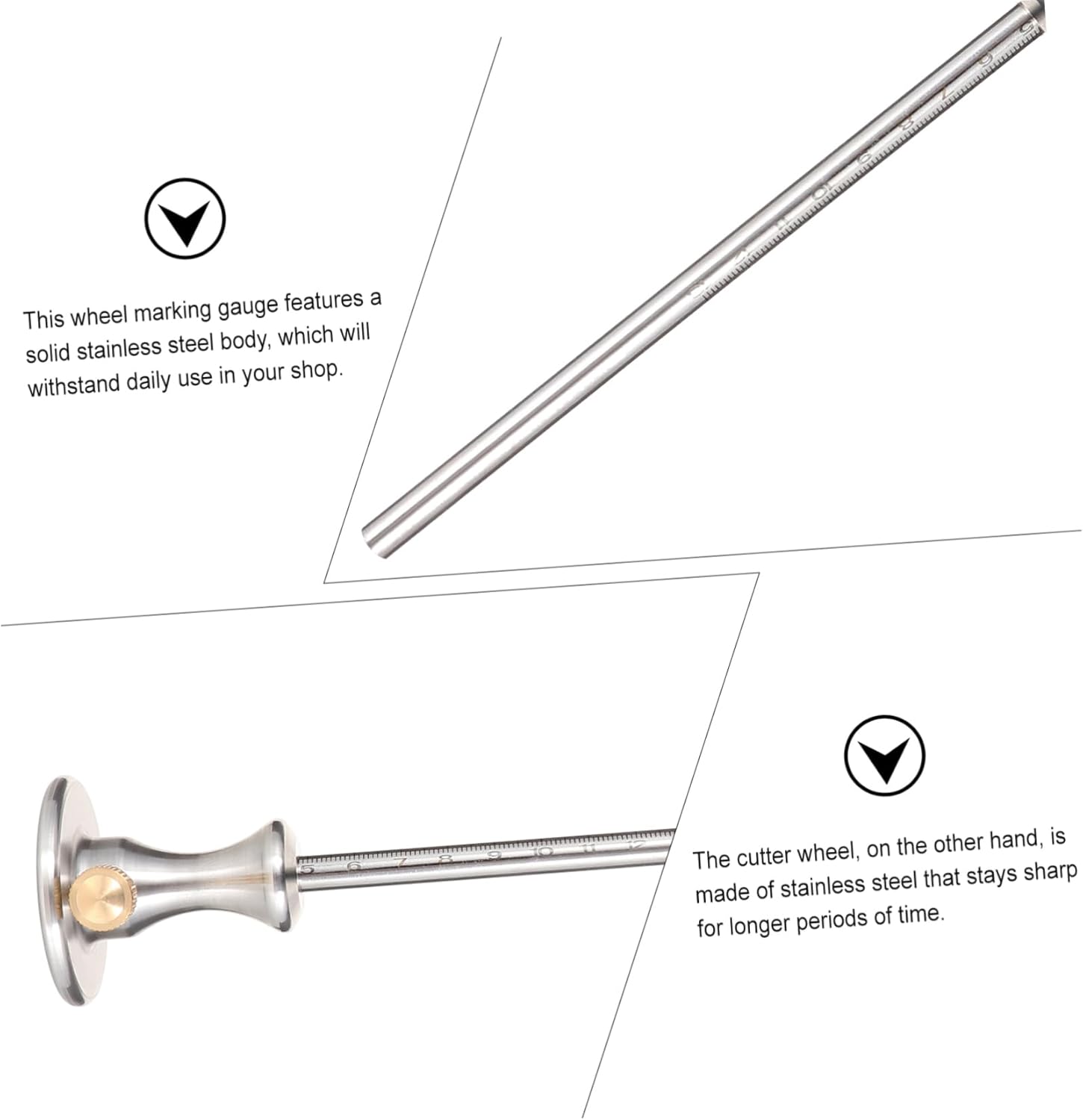 STOBOK Wheel Marking Gauge for Woodworking Dovetail Marker Tool Stainless Steel Body and Precision Wood Scriber for Accurate Measurement Transfers