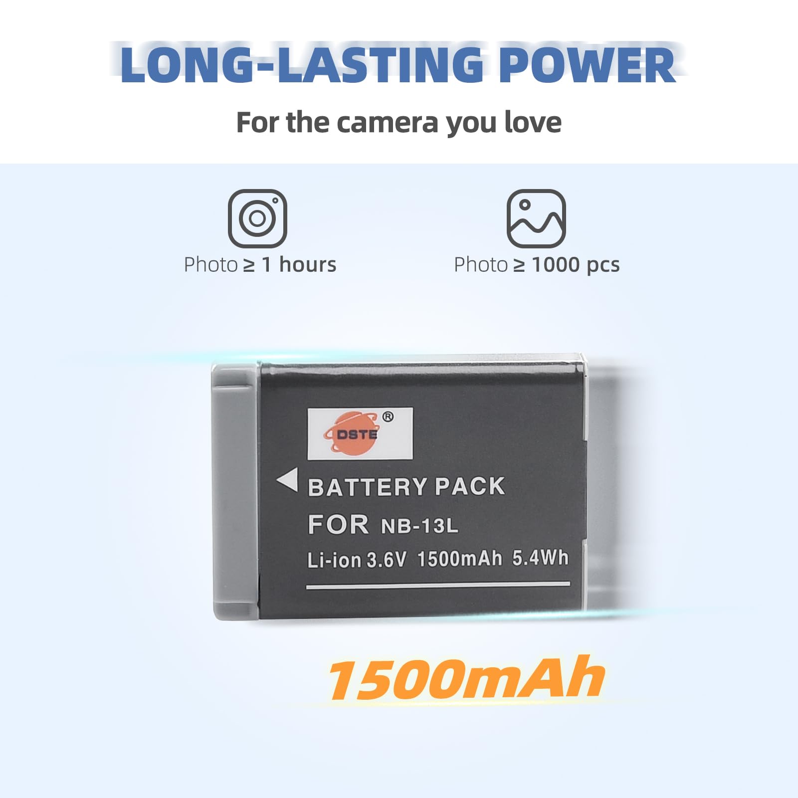 DSTE NB-13L Ersatz Batterie Akku 1500mAh 3.6V Kompatibel für Canon PowerShot SX620,SX720,SX730,SX740,G1 X Mark III,G5 X,G5 X Mark II,G7 X Mark III, G9 X,G9 X Mark II
