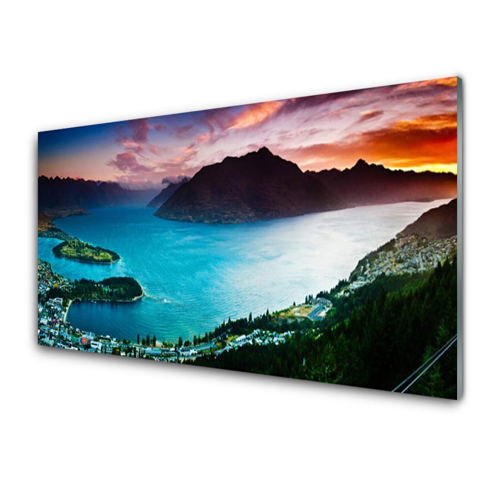 Tableau en Verre Trempé 100x50cm Tulup Paysage de Montagne Déco Murale