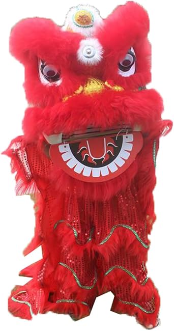 PLbSe 14 Inch Lion Dance Mascot Costume Chinese Traditional Dragon And Lion Dance For 5-12 Age Party Carnival Festivall Pants Length 83cm/32.7inch,Red