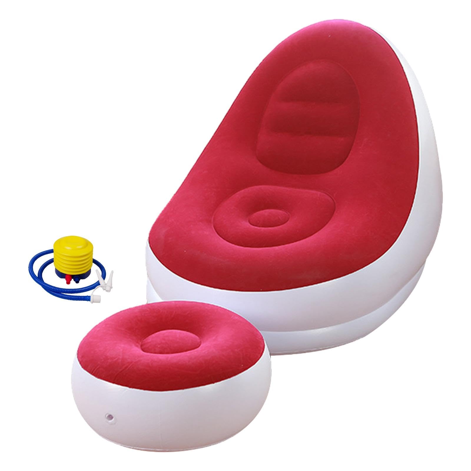 Inflatable Lounge Chair with Foot Stool Lazy Sofa for Camping Travel Outdoor Red|Home & Garden | Furniture | Bean Bags & Inflatables|1 Sofa Chair-image-48