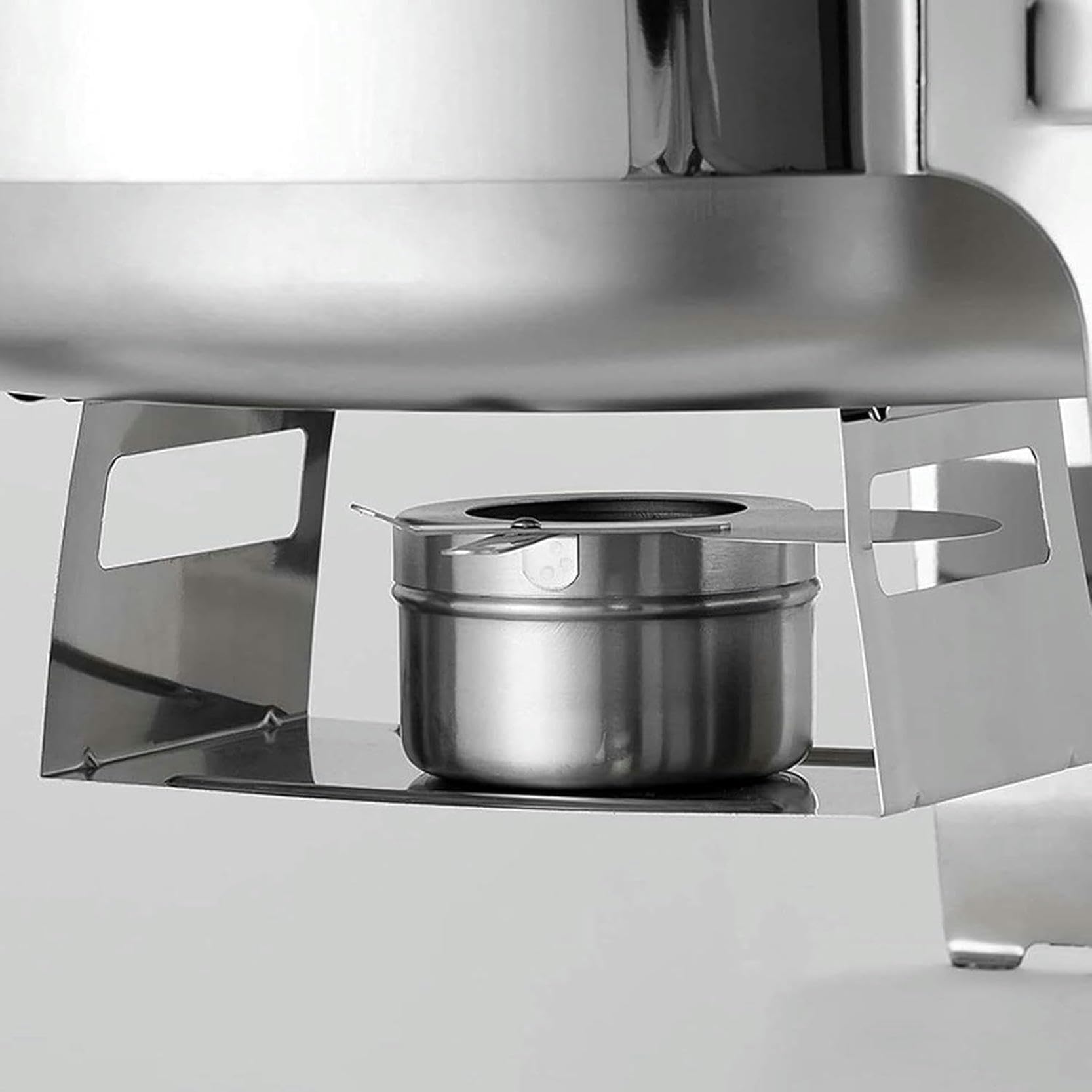 Chafing Dish Rotondo in Acciaio Inox,Set di Chafing Dish Scaldavivande Buffet,con Teglie per Alimenti E Porta-Combustibile,Set Scaldavivande per Catering,Buffet E FES
