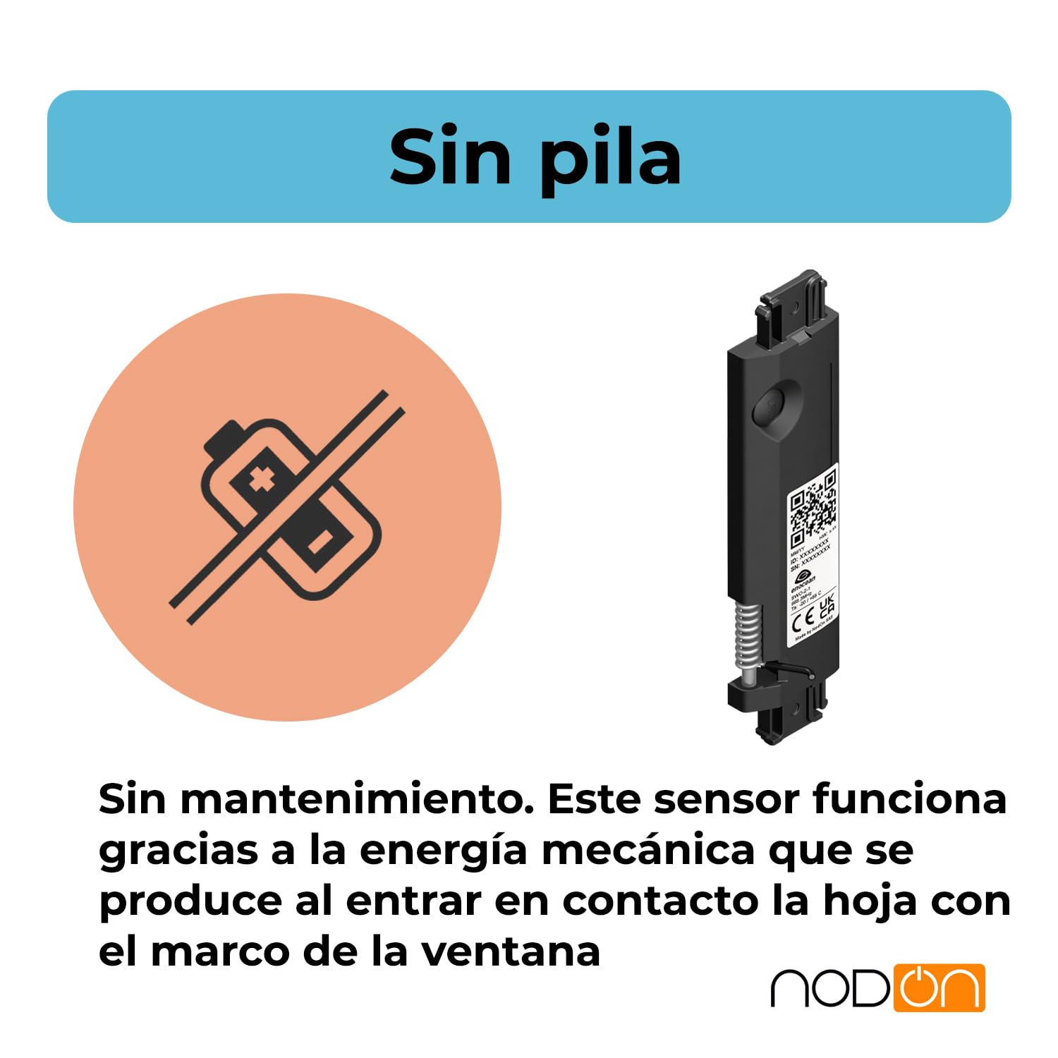 NodOn - EnOcean - Sensor de apertura sin pilas, invisible, inalámbrico, para ventanas de aluminio o PVC, sin mantenimiento, IP32, compatible con Jeedom, eedomus y MyUbiwizz