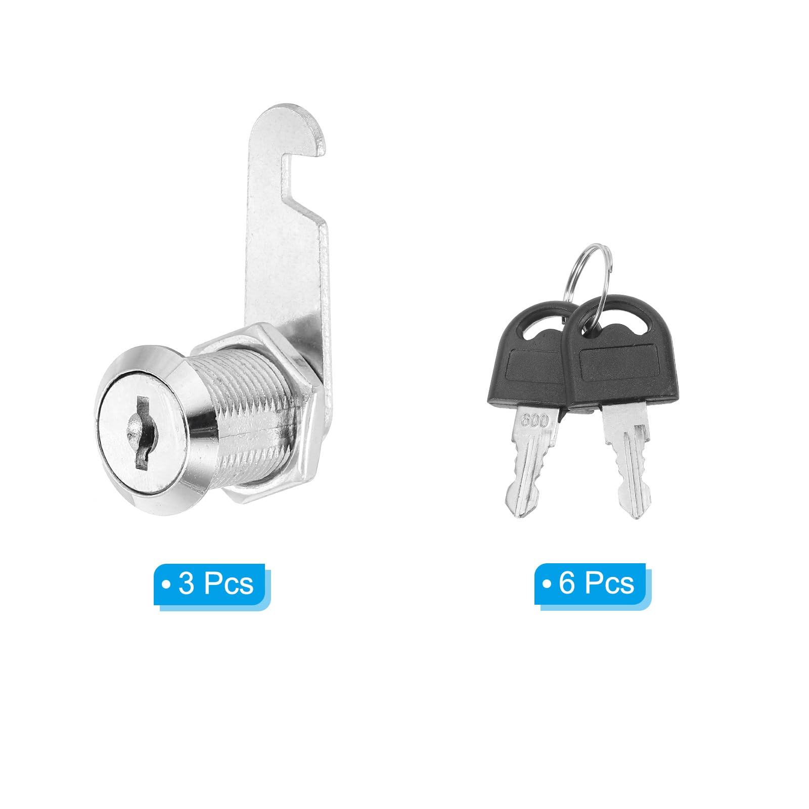 PATIKIL Cabinet Lock with Keys 3 Pcs 1"(25mm) Cam Locks Zinc Alloy Tool Box Lock Replacement Keyed Alike for Drawer Cupboard Household Mailbox RV Door Lock - Image 3
