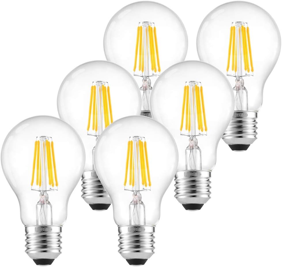 Dimmable Edison LED Bulb 6 Pack, Vintage LED Filament Light Bulb, 6W=60W Incandescent, 2700K Warm White, E27 Antique Edison Screw Clear Filament Light Bulb