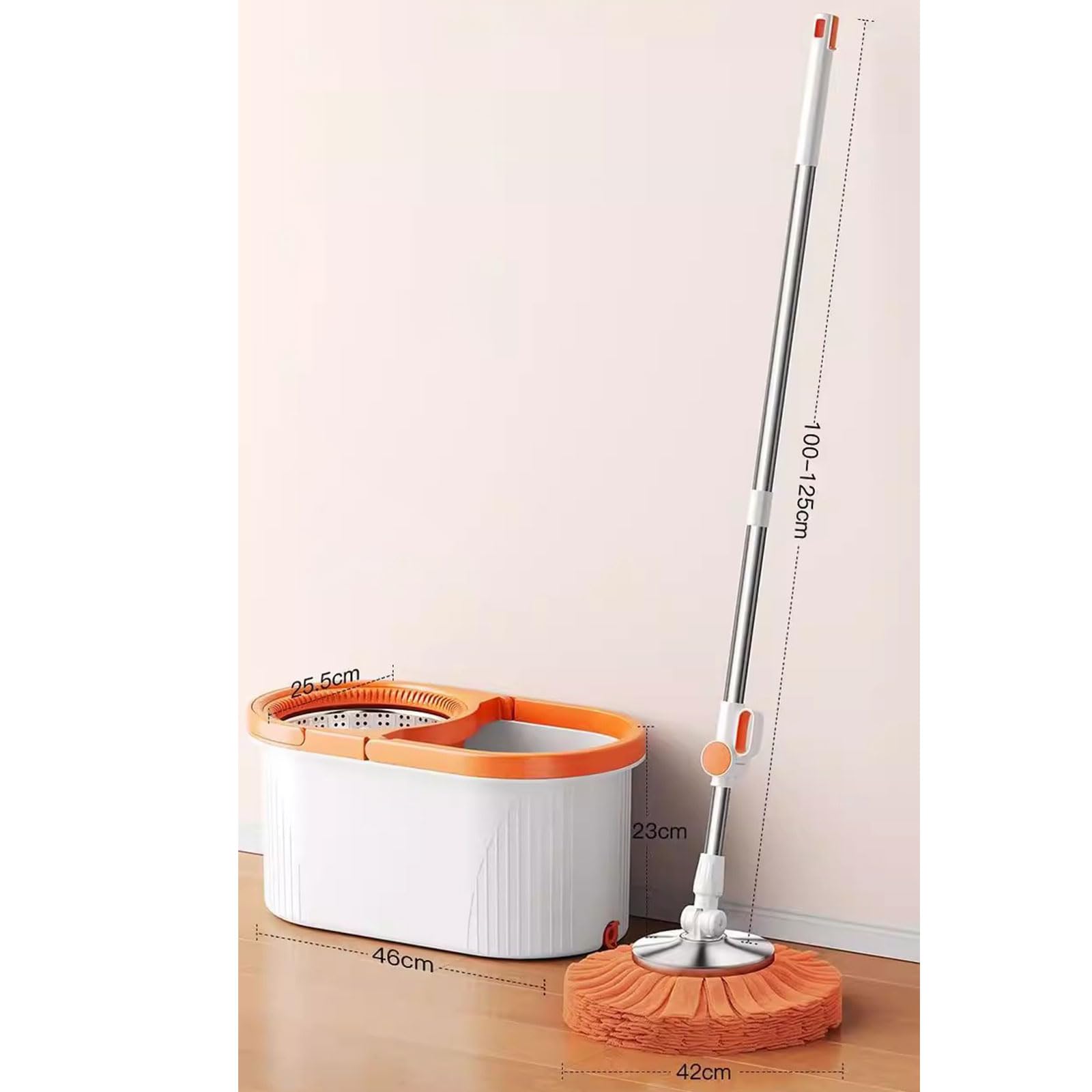 Juego de cubeta para fregona giratoria para el hogar - Trapeador Giratorio 360 y Cubo con Cesta giratoria con Protector contra Salpicaduras Desmontable,3 Mop Pads Refill