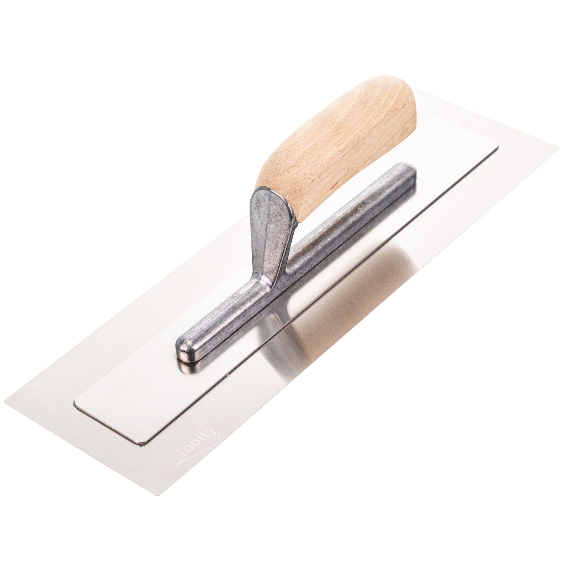 Toolty Ultra Flexible Plaster Finishing Trowel - Stainless Steel Finishing Hand Tool - with Wooden Handle - 14 inch - TT225-4002