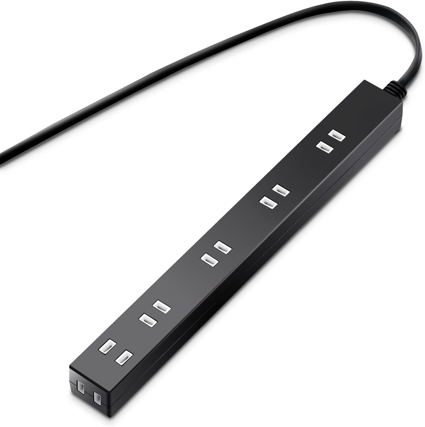 Elecom T-NSLK-2630BK Power Strip, Wide Outlet with 5 AC Adapters, Includes Lightning Guard, 6 Outlets, 9.8 ft (3 m), Black