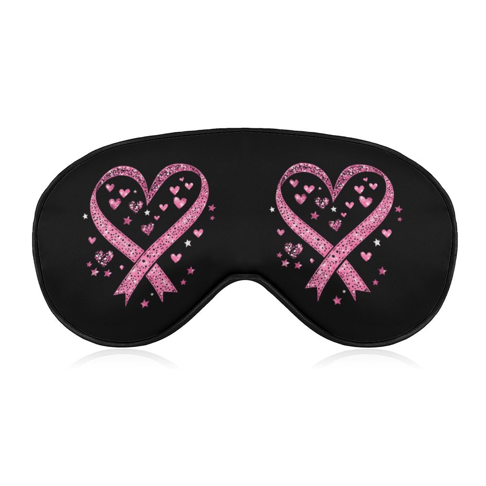 Breast Cancer Awareness Ribbon Heart Sleep Mask Eye Shade Cover Adjustable Strap for Travel Lunch Break Women Men