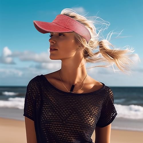 Miniatura 5 de Washed Distressed Sun Visors for Women Men, Plain Sports Sun Hat Outdoor Beach Cap Sun Protection