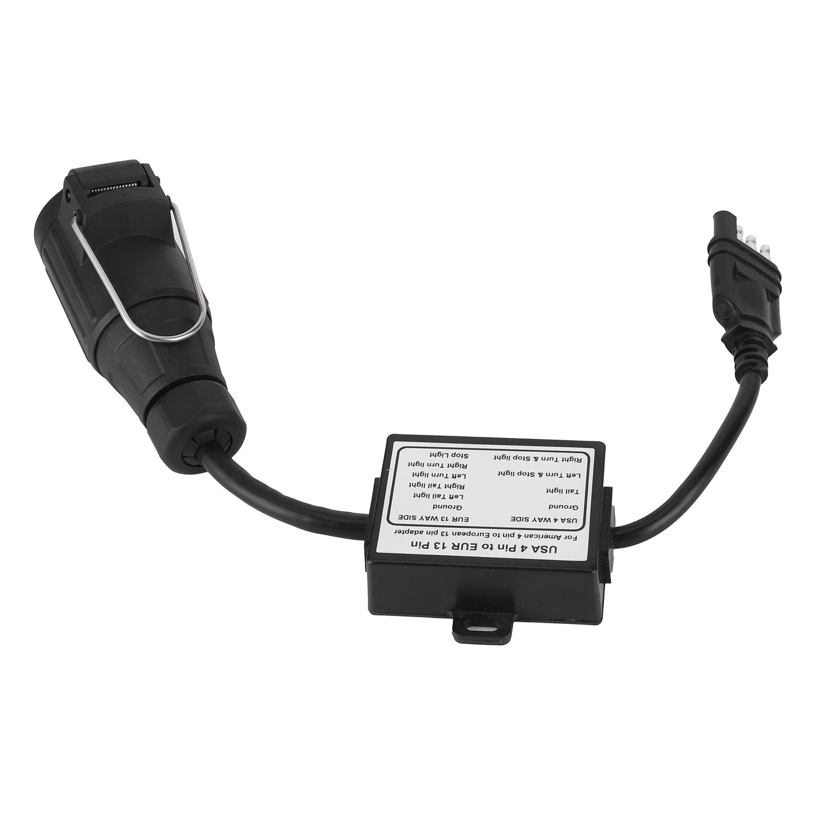 Alomejor Connecteur de Remorque US PLIG Flat 4 Broches Convertisseur de Câblage à 13 Broches pour Les Remorques Européennes Matériaux Plastiques Portables Légers