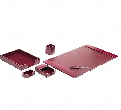 Vista 25 de Dacasso DF-5001 - Juego de escritorio de cuero de 6 piezas, color azul marino, 30 x 18 x 4, DF-5001