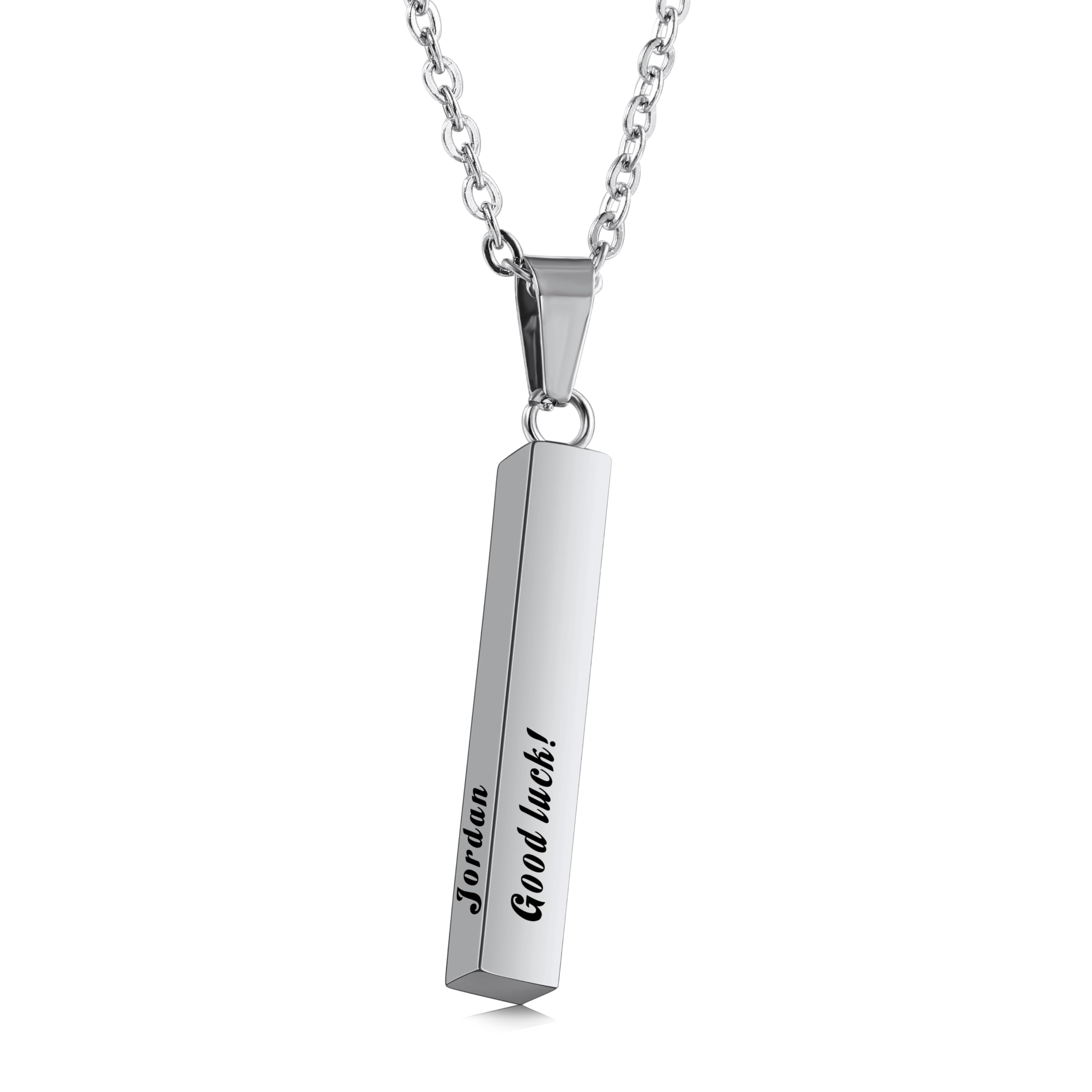 MeMeDIYCollar de Barra Personalizado para Hombre, Collar Personalizable con Colgante de Barra Vertical 3D, Nombres Iniciales Grabados/Fechas/Texto, Regalos de Joyería Personalizados para Padre/Novio