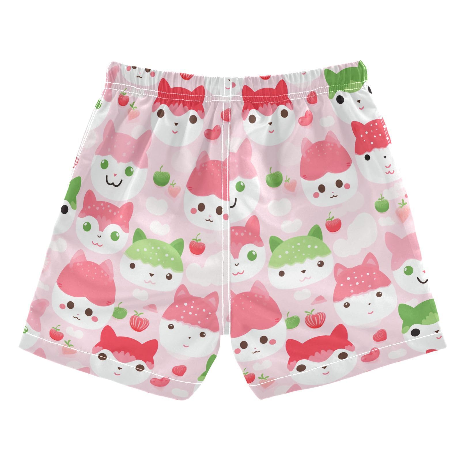 Strawberry Cat Boys Swim Trunks Toddler Shorts Swimwear Boardshorts
