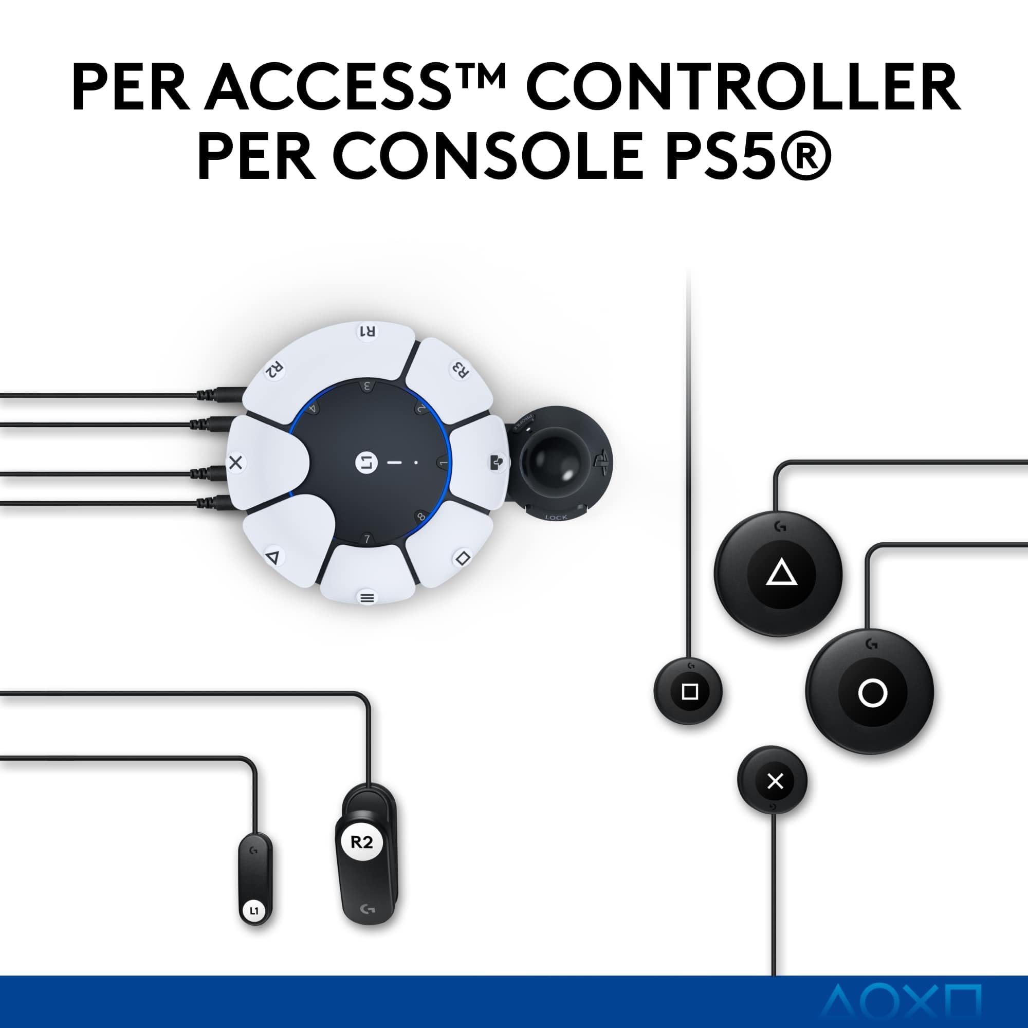 Logitech G Adaptive Gaming Kit For Access Controller, controlli personalizzabili ad alte prestazioni progettati per console PS5, 8 pulsanti e trigger - Nero