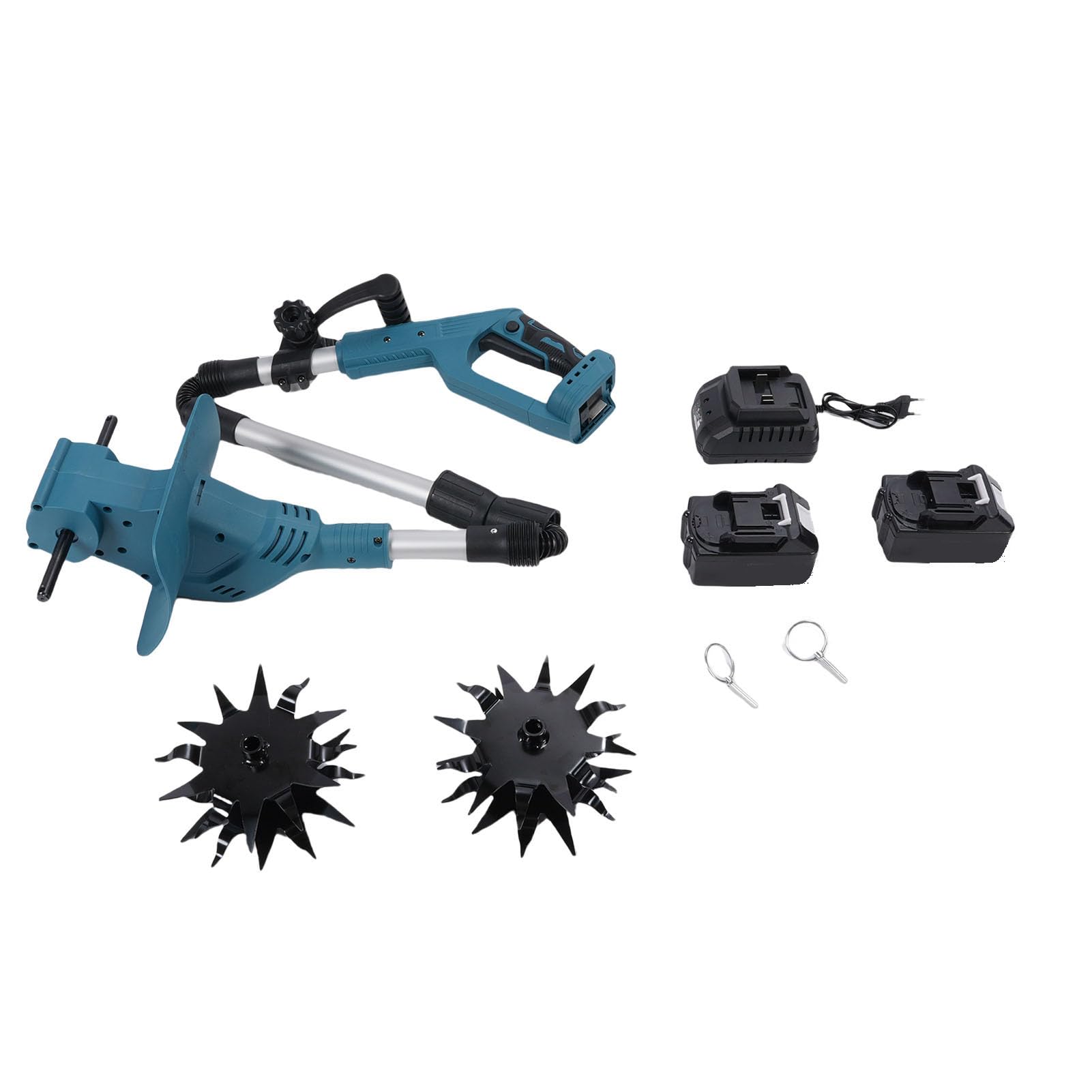 Motozappa senza fili 3 sezioni Coltivatore elettrico pieghevole con display digitale per giardinaggio Coltivazione del terreno Motozappa portatile portatile per uso quotidiano in