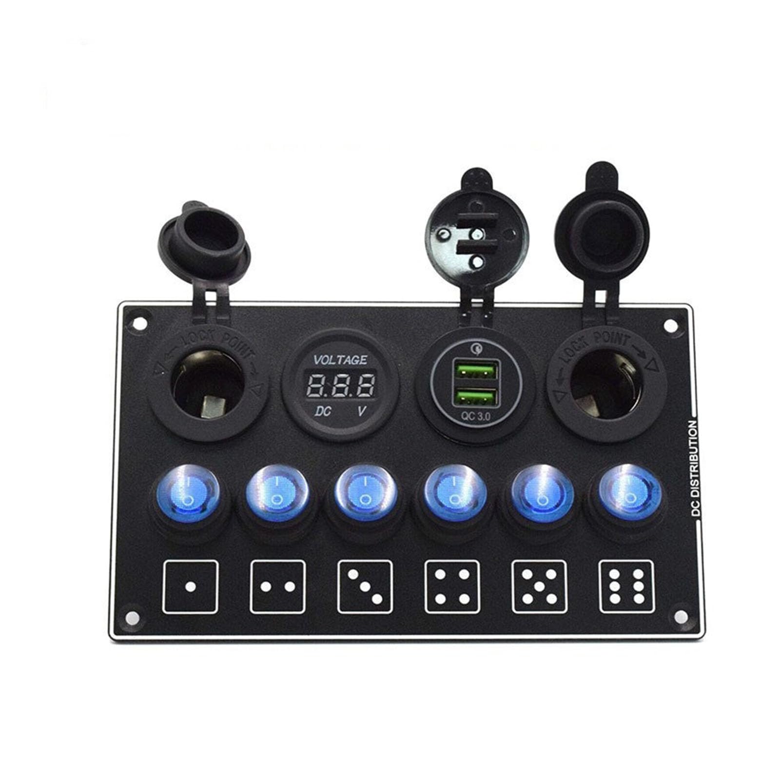 Placa de botones multiusos de 12 V y 6 puertos con enlaces de