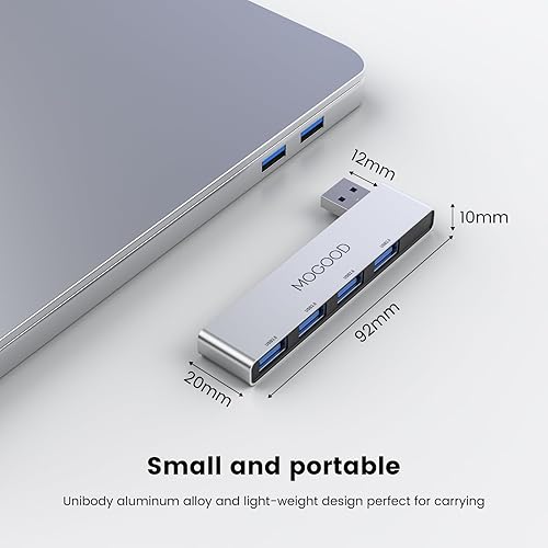 Miniatura 6 de MOGOOD Divisor USB 3.0 Ultra-Slim Data Hub - Expansor de múltiples puertos para laptop, PC, Mac, impresora, unidad flash, disco duro móvil