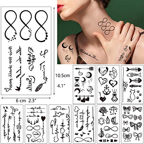30 Sheets Fake Black Tiny Temporary Tattoo, Hands Finger Words Tattoo Sticker For Men Women, Body Art On Face Arm Neck Shoulder Clavicle Waterproof #TOP3