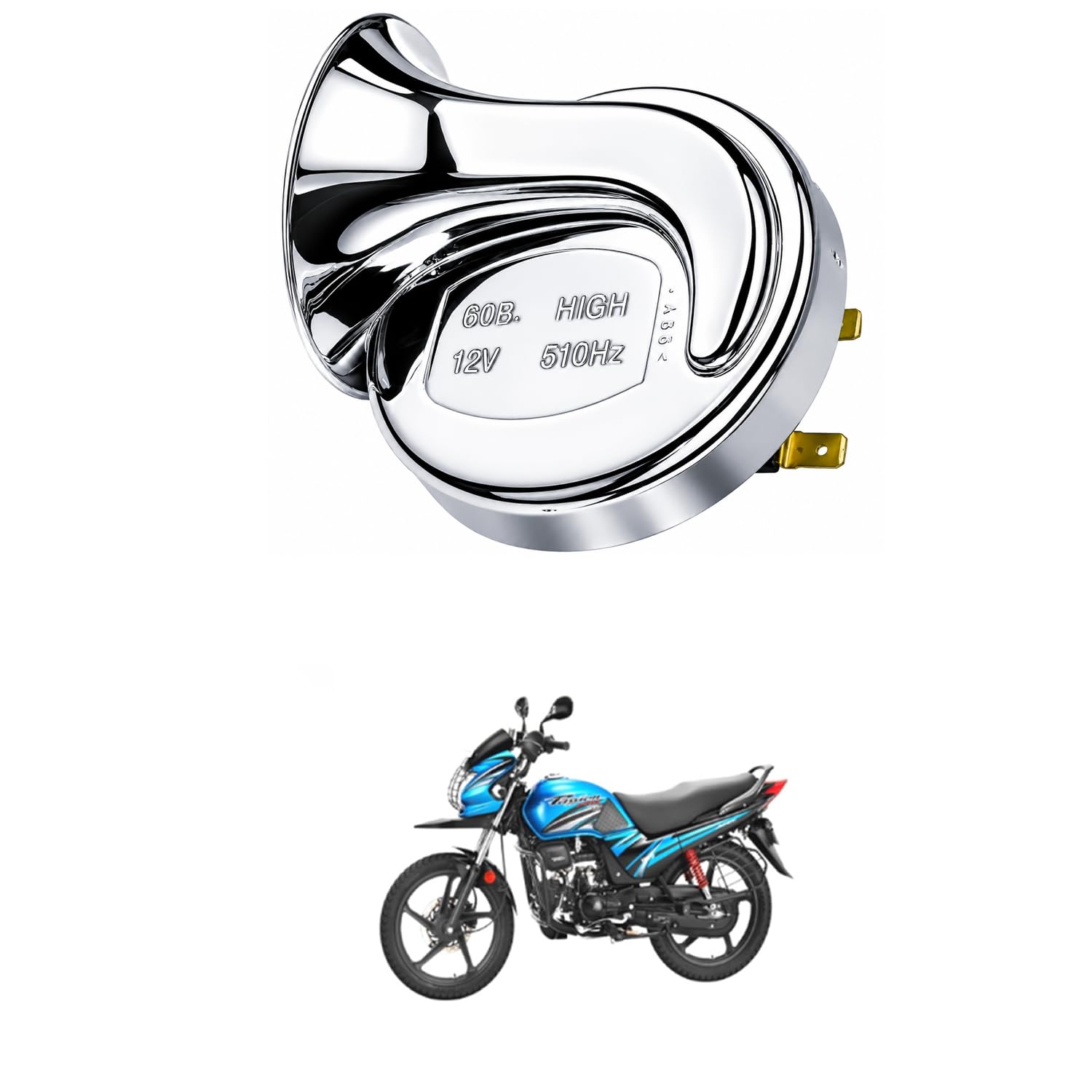 Universal 12V Automotive Vehicle Horn, High Tone 510Hz Chrome Snail Electric Horn, Loud 110dB Waterproof Replacement Horn for Car, Bike, Motorcycle, Scooter Comfortable With Pass-ion Pr-o tr-image-2