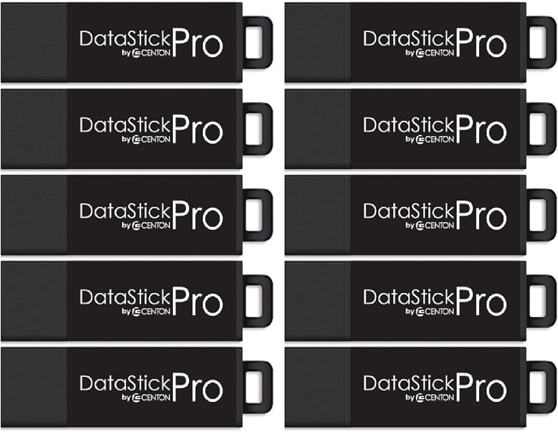 Centon Electronics MP Valuepack USB 3.2 Gen1 DataStick Pro Flash Drive, 128 GB, 10 USB Flash Drives, 10 Pack, Black
