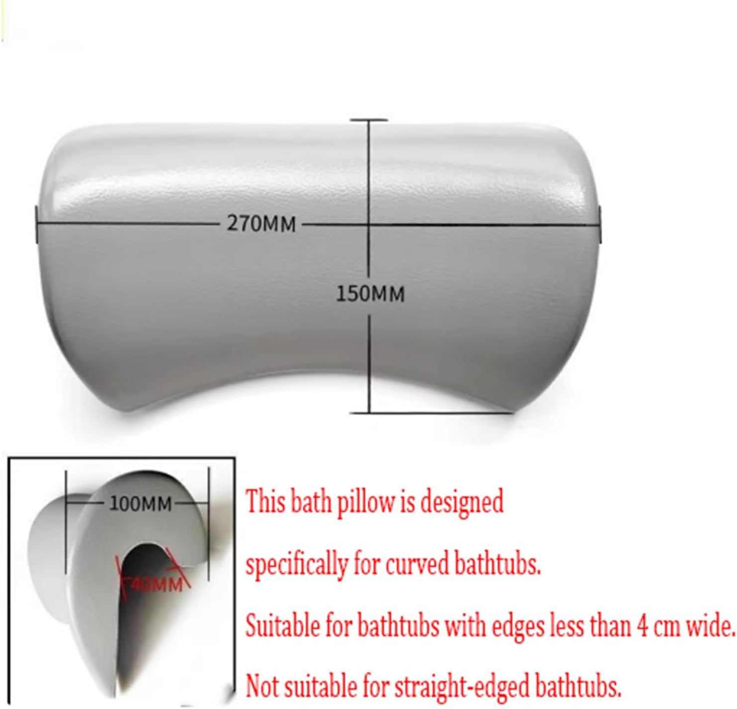 SOBS Bath Pillow for Tub, Headrest Pillows for Neck and Back Support, Easy to Install, Bathtub and Hot Tub Accessories, Relaxing Spa Gift Essentials for Women, 3 Colors(Black)