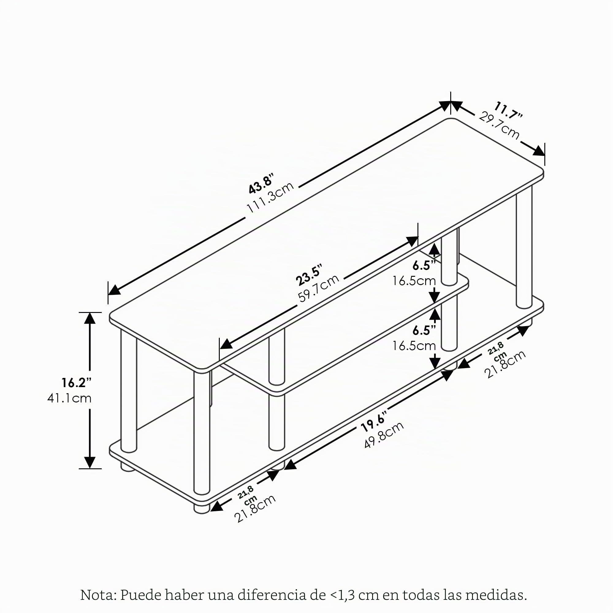 Furinno Soportes de TV de entretenimiento de 3 niveles Nogal/Negro