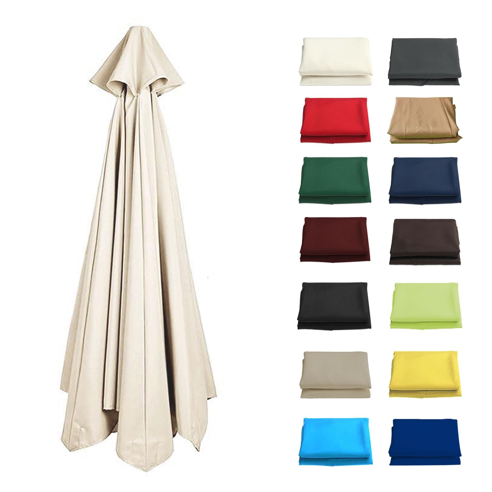 GZDXBF 6/8 Arms Umbrella Replacement Cloth, UV50+, Replacement Parasol Fabric Canopy 200/270/300cm, Umbrella Canopy Replacement Cloth, Waterproof Anti-Ultraviolet(Color:White,Size:8 ribs-2.7m(8.8ft))