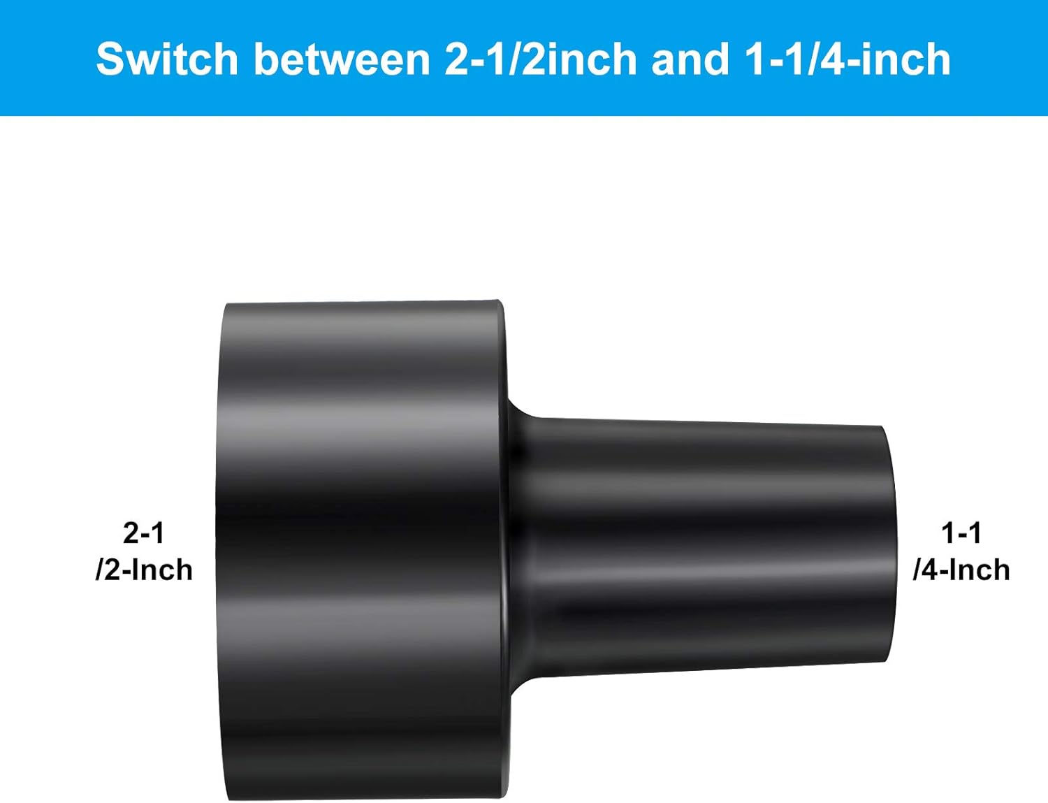 Honoson 2 Pieces 2-1/2-inch to 1-1/4-inch Vacuum Hose Adapters Compatible with Shop Vac for Dry Wet Black Vacuum Cleaner Adapter Replacement Accessories