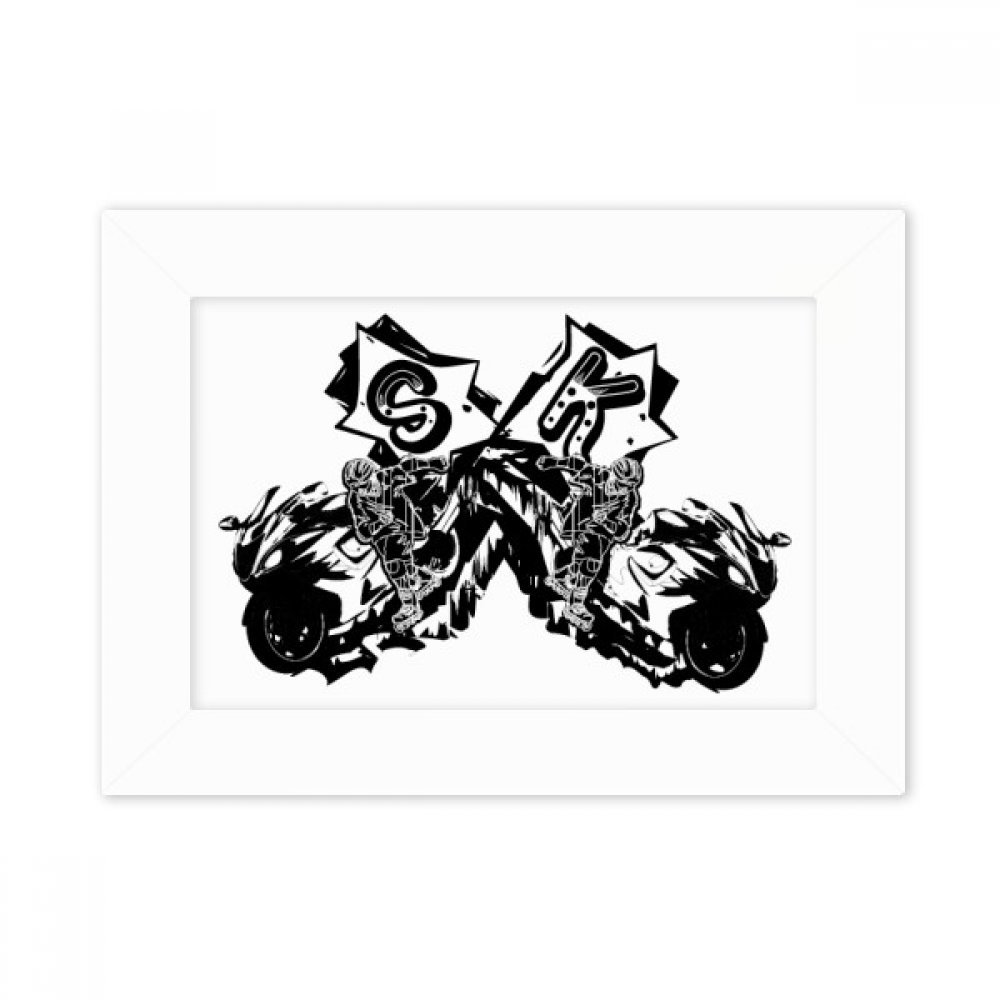 Foto arte de motocicleta negra en cuadro blanco para regalar a motoristas