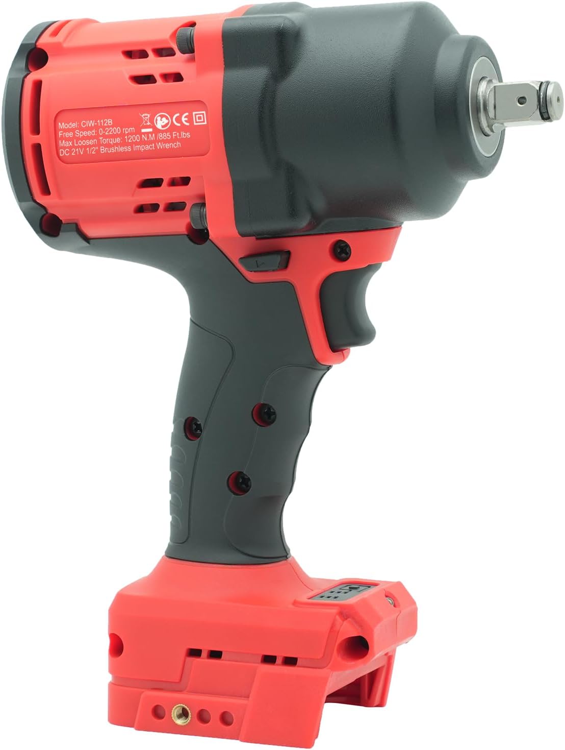 CIW-112B-ML 1/2" Cordless Impact Wrench for Milwaukee18V Battery, Impact Wrench 885Ft-lbs High Torque Brushless Electric Impact Gun, Power Impact Driver with 4-Mode Speed, LED Light(no battery)