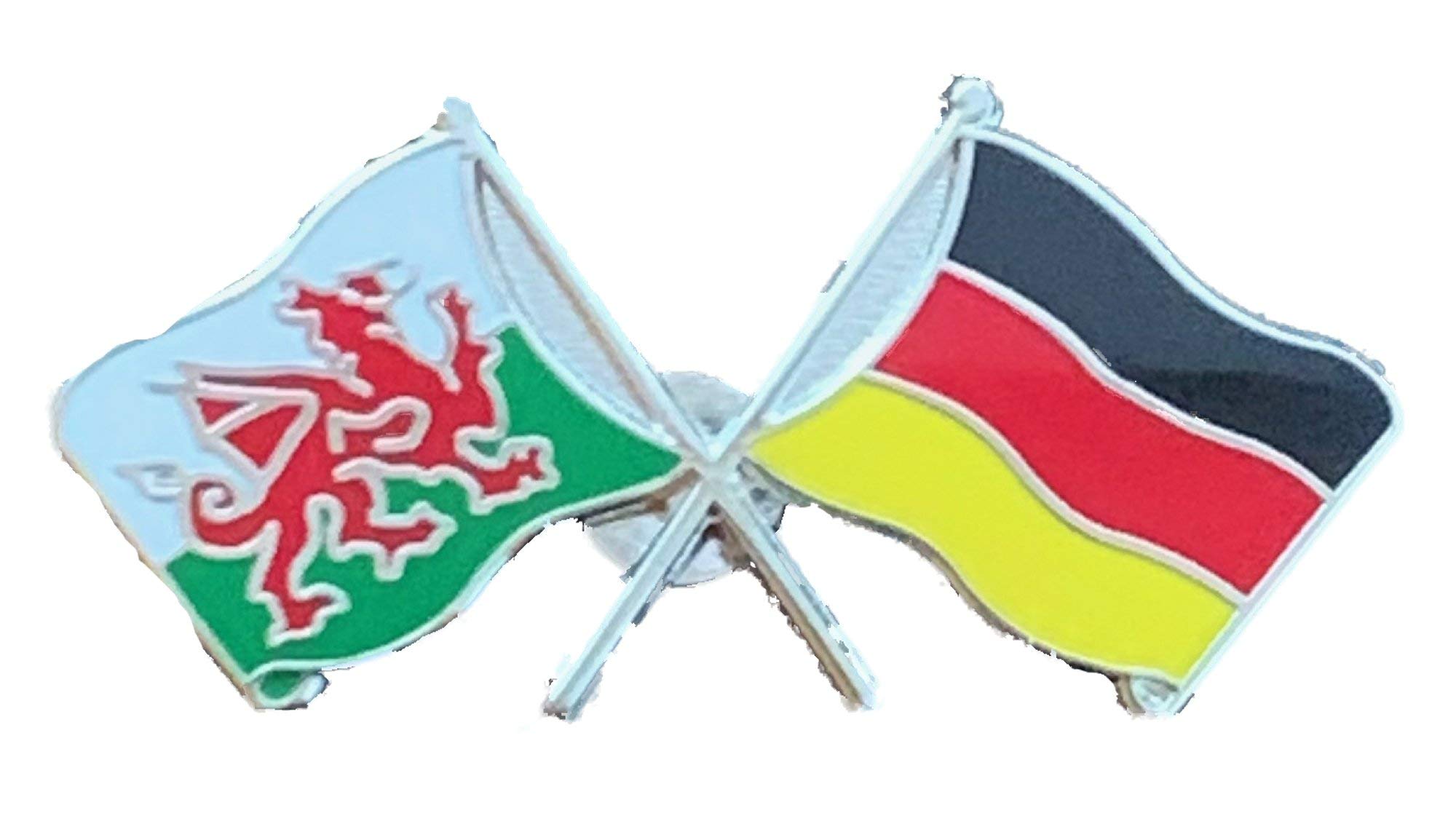 WALES & GERMANY DOUBLE FLAG ENAMEL LAPEL PIN BADGE