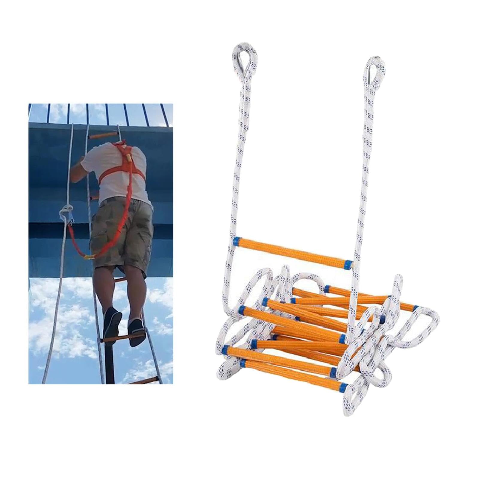 Escalera de Emergencia Portátil y Fuerte Cuerda de Nylon Resistente a Temperaturas Fácil Instalación y Reutilización Adecuada para Niños