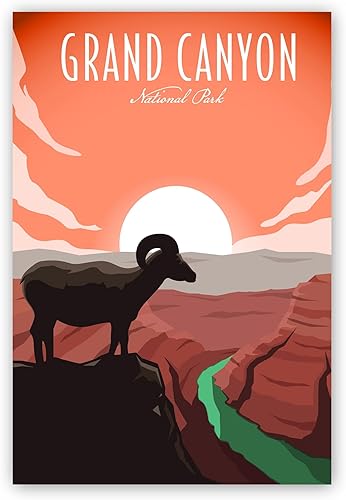 Miniatura 15 de Póster del Parque Nacional del Gran Cañón, impresiones artísticas de pared de los parques nacionales del Gran Cañón, póster de viaje retro de Gran