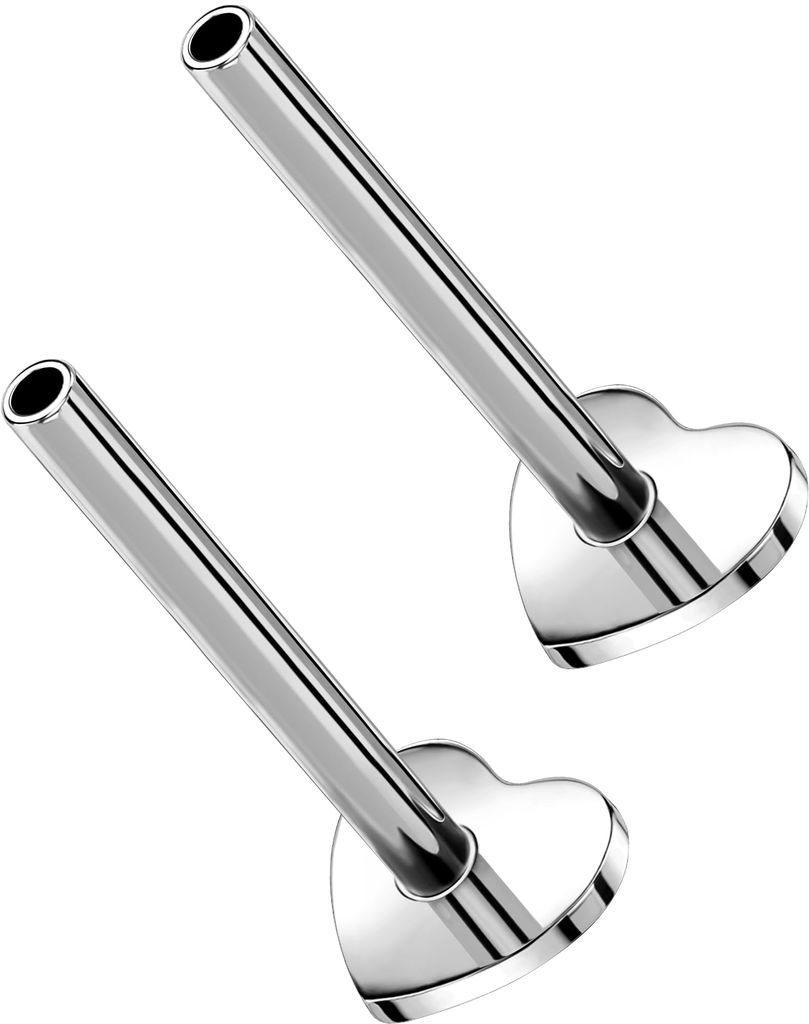 G23 Titanium Flat Back Post (Post Only), Threadless Push Pin &amp; Internally Threaded, 16G/18G/20G, 4.5-14mm, Silver/Gold/Black, Round/Heart/Star/Flower Base for Nose, Helix, Tragus