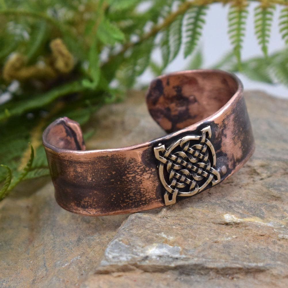 American Made Rustic Copper Cuff Bracelet – Celtic Shield Knot