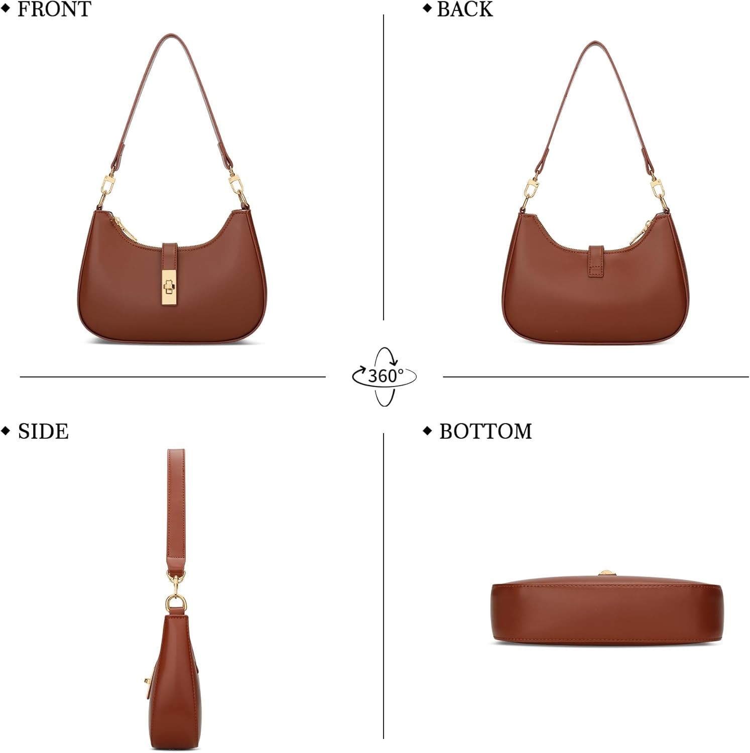 KKXIU Shoulder Bag for Women Cute Hobo Handbag and Vegan Leather Retro Small Clutch Purse with Zipper - Image 6