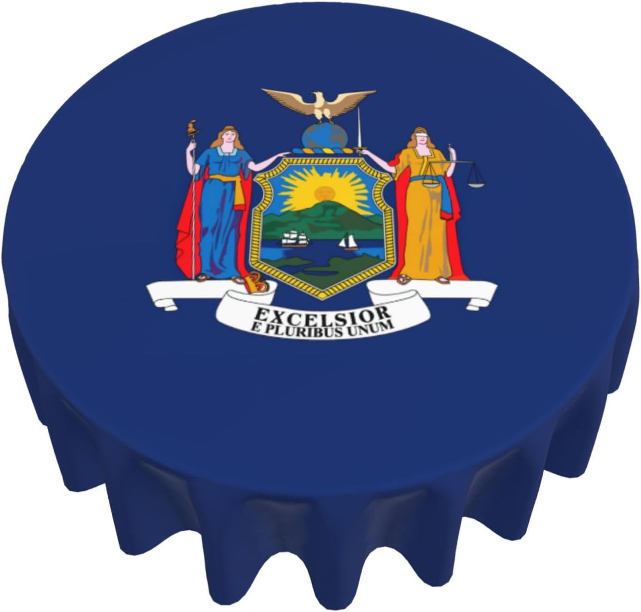 New York Flag Print Wrinkle Free Dining Table Cover for Birthday Party Farmhouse Tablecloths Up to 60 x 60 Inches