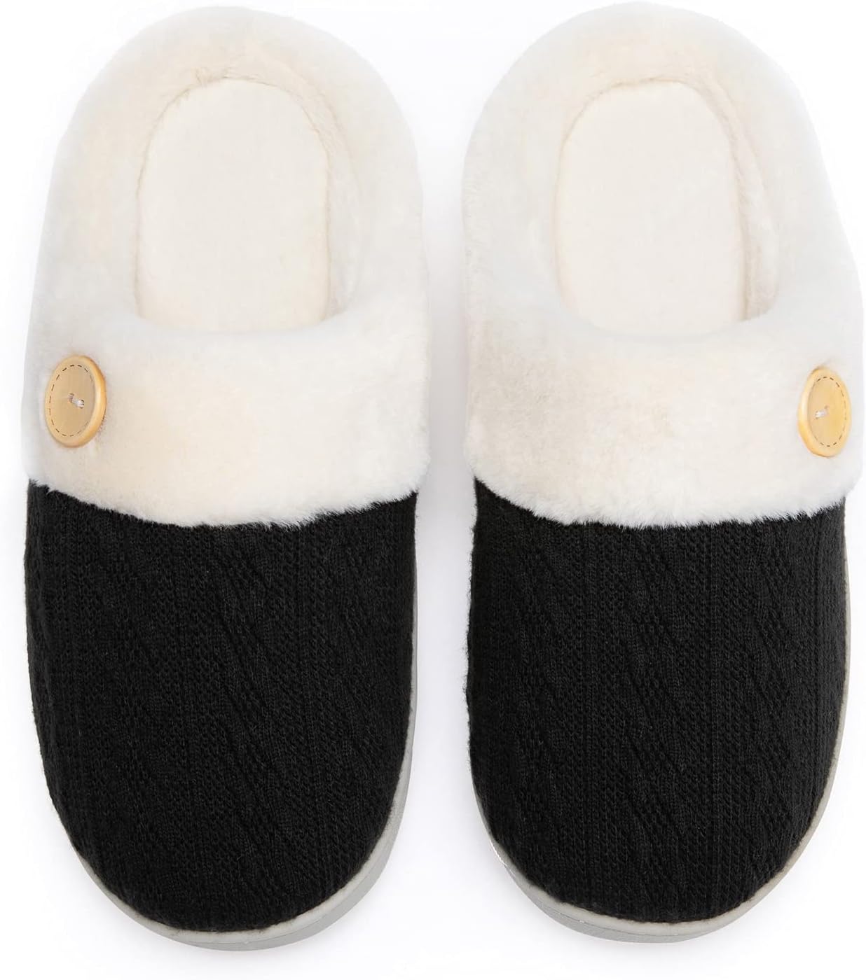 Chantomoo Womens Slipper Warm Comfy Memory Foam House Slippers Knitted Shoes Faux Fur Lined Anti-Skid Rubber Sole Bedroom Cozy Indoor Outdoor Slippers - Image 5