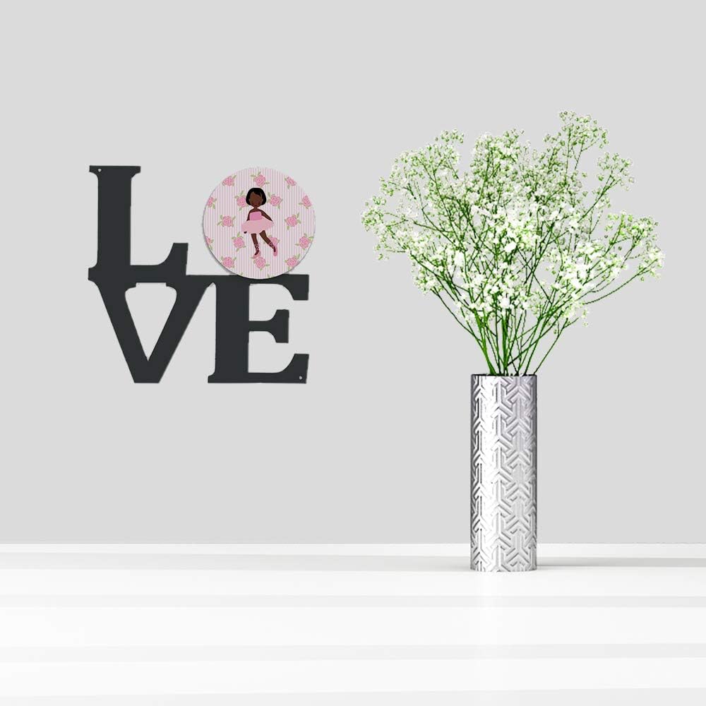Caroline's Treasures BB5190WALV Ballerina African American Short Hair Metal Wall Artwork LOVE Indoor Outdoor Art Decor Patio, Bathroom, Kitchen Colorful Aluminum and Black Steel Sculpture
