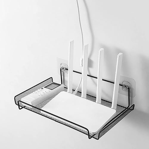 Miniatura 2 de NEREIDS NET Estante de almacenamiento, enrutador WiFi, estante de enrutador WiFi, estante de almacenamiento de gestión de perforaciones montado en