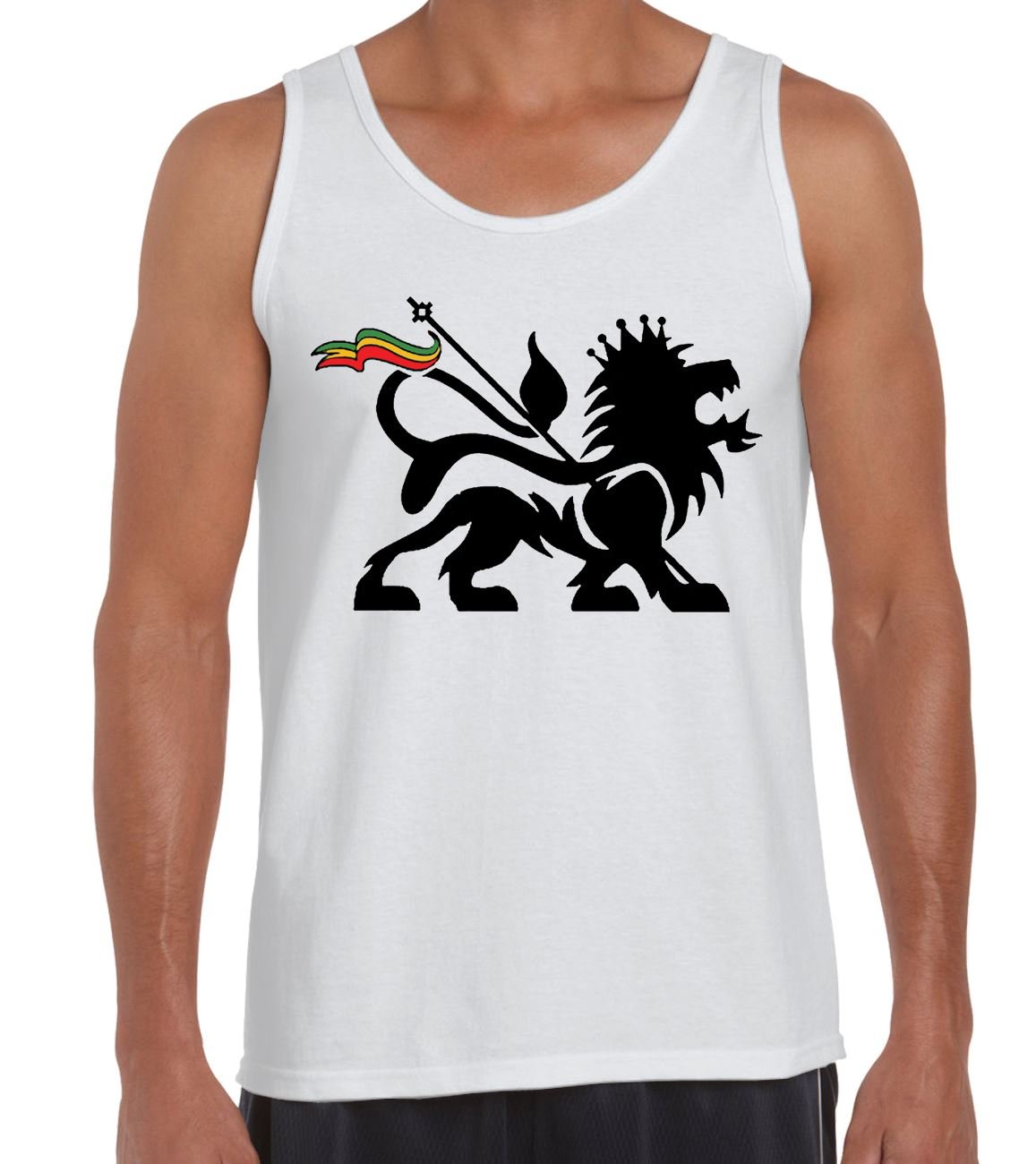 Tribal T-Shirts Mens Lion of Judah Reggae Vest Top (Medium, White)