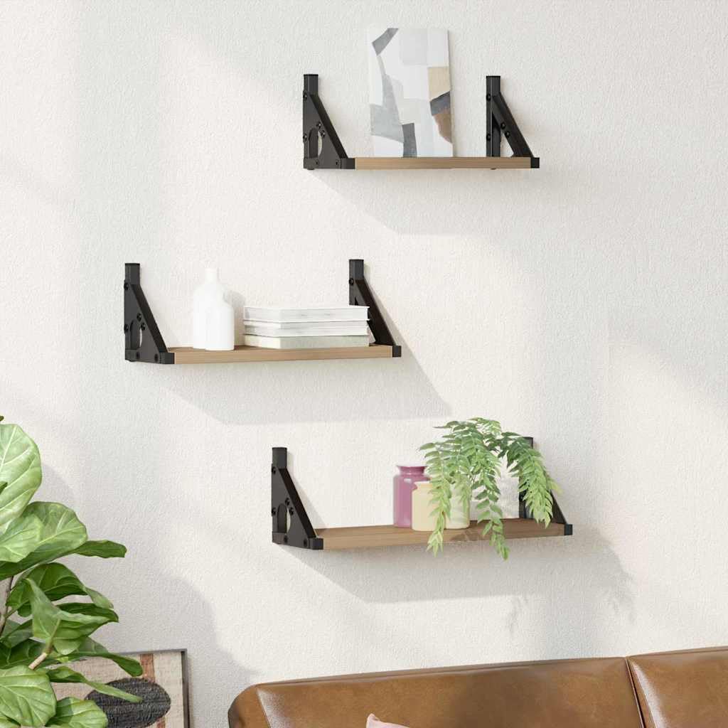 Juego de 3 estantes de pared de roble Artisan, 37 x 12 x 13 cm, material de madera, estantes flotantes para dormitorio, baño, estantes de pared, diseño minimalista, solución de almacenamiento